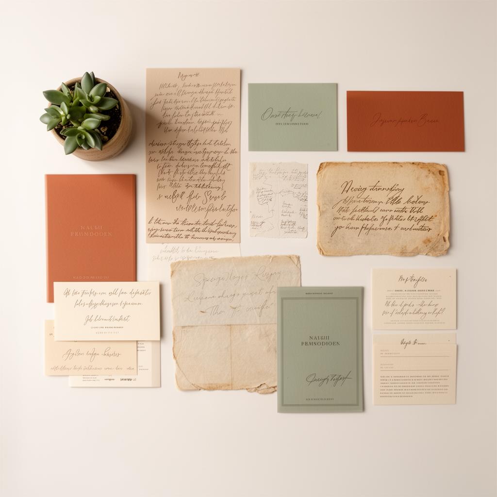 A mood board flat lay with color swatches and brand elements